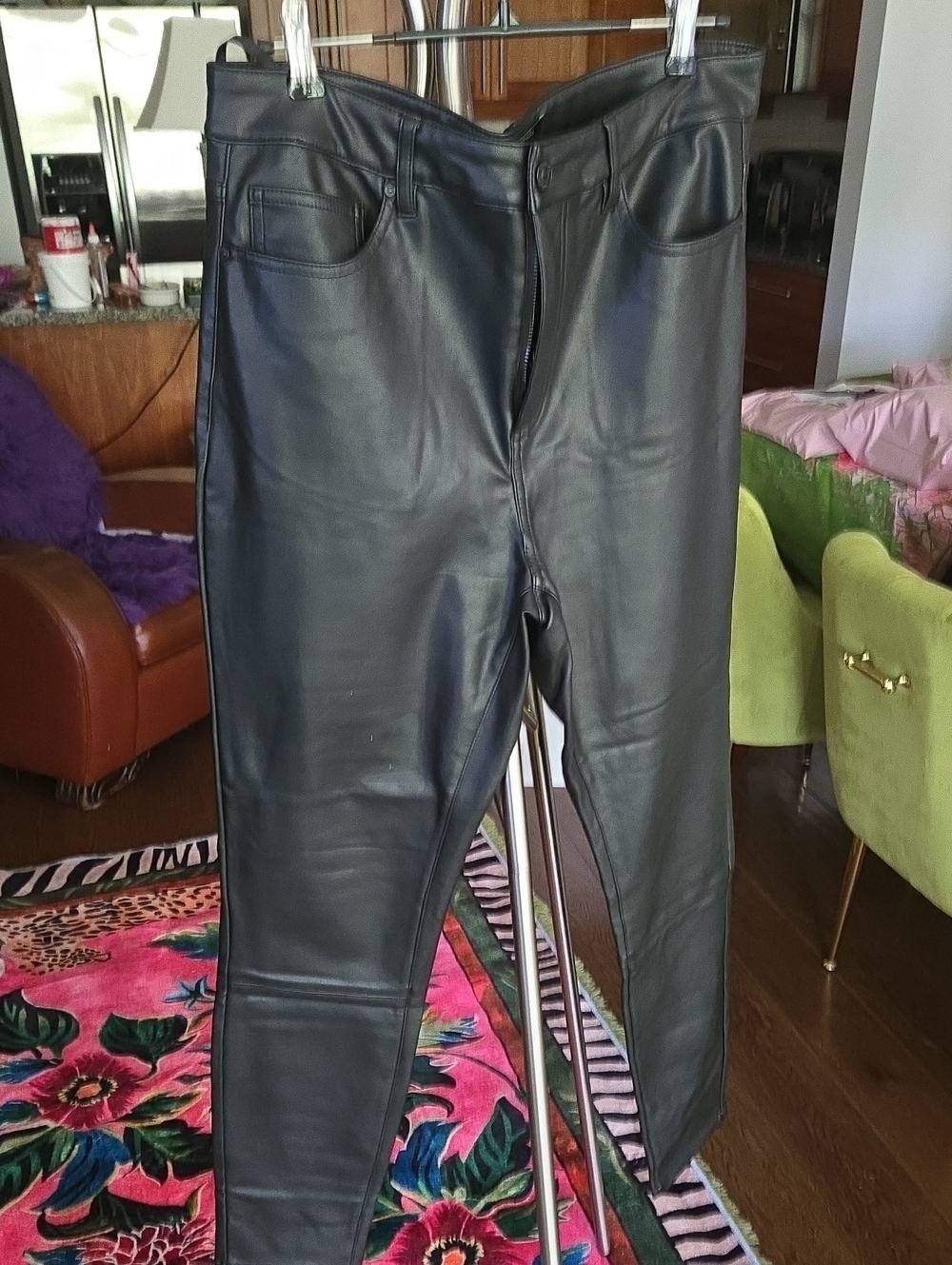 RW&CO. Black Faux Leather Skinny Jeans